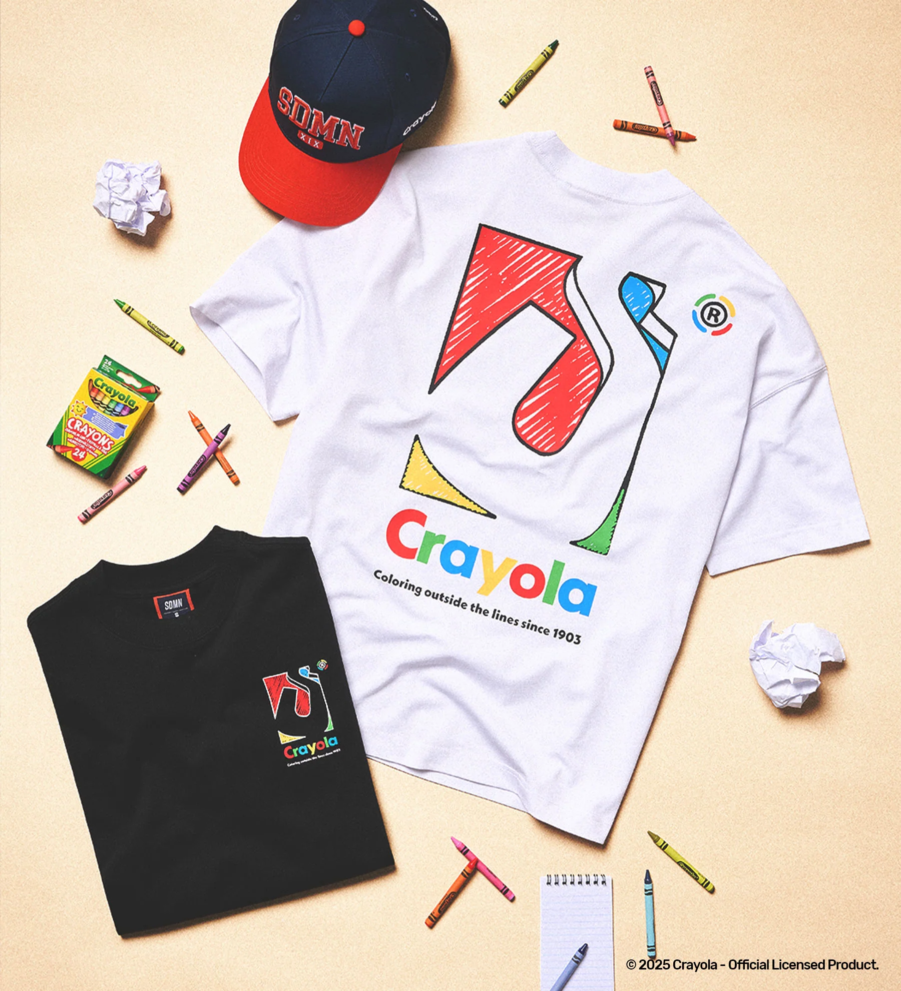 SDMN x Crayola Initial Box T-Shirt [White] - Image 4