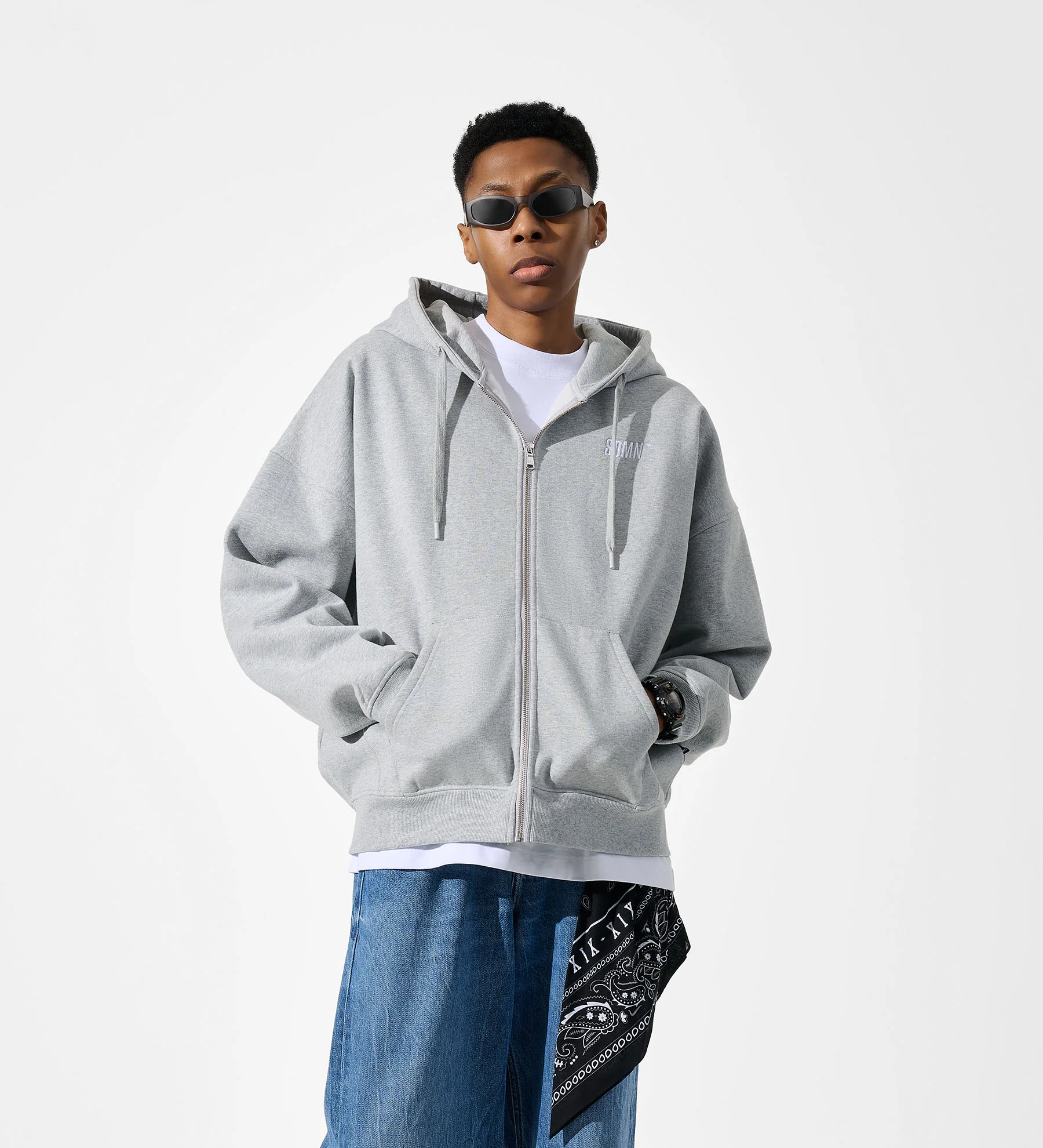 SDMN™ Zip Hoodie [Melange Grey] - Image 3
