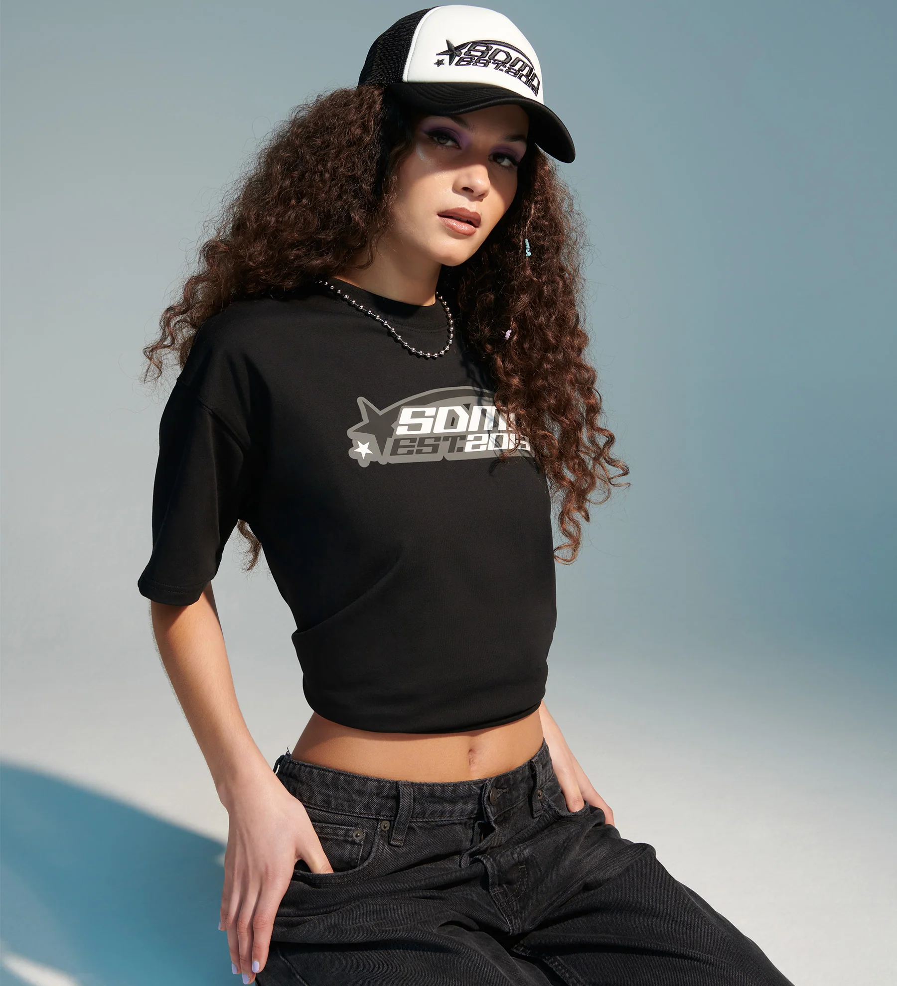 Y2K Shooting Stars T-Shirt [Black] - Image 2